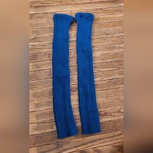 Blue Ribbed Knit Leg Warmers